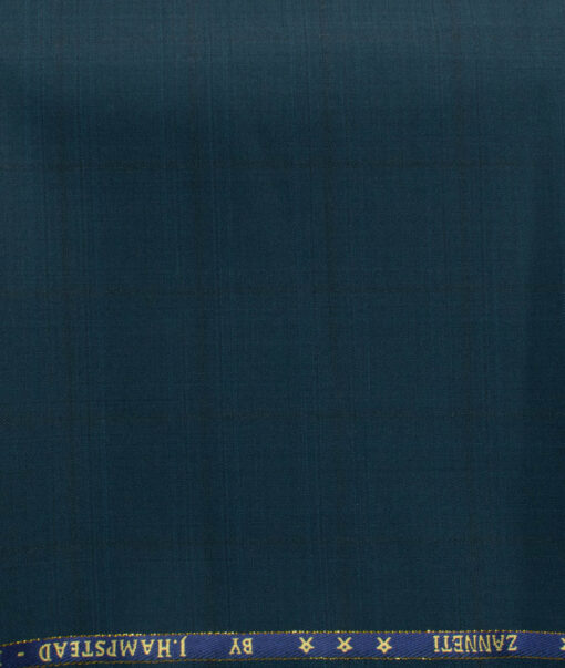 J.Hampstead Men's 60% Wool Super 140's Checks 1.30 Meter Unstitched Trouser Fabric (Dianne Blue)
