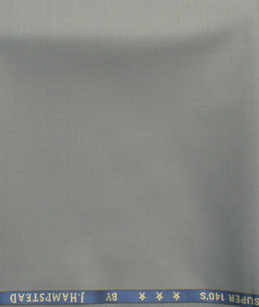 J.Hampstead Men's 60% Wool Super 140's Solids 1.30 Meter Unstitched Trouser Fabric (Silver Grey)