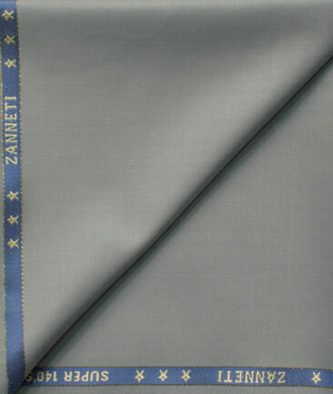 J.Hampstead Men's 60% Wool Super 140's Solids 1.30 Meter Unstitched Trouser Fabric (Silver Grey)
