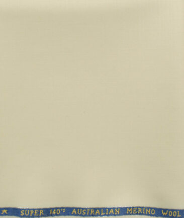 J.Hampstead Men's 60% Wool Super 140's Solids 1.30 Meter Unstitched Trouser Fabric (Cream)