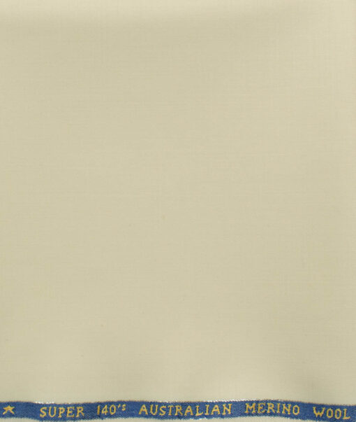 J.Hampstead Men's 60% Wool Super 140's Solids 1.30 Meter Unstitched Trouser Fabric (Cream)