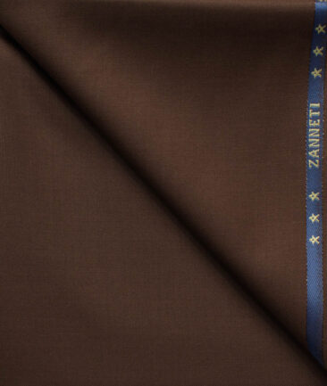 J.Hampstead Men's 60% Wool Super 140's Solids 1.30 Meter Unstitched Trouser Fabric (Hickory Brown)