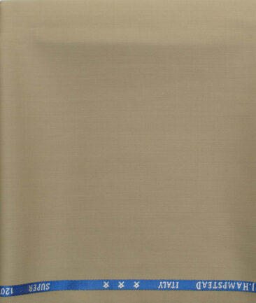 J.Hampstead Men's 60% Wool Super 120's Solids 1.30 Meter Unstitched Trouser Fabric (Oat Beige)