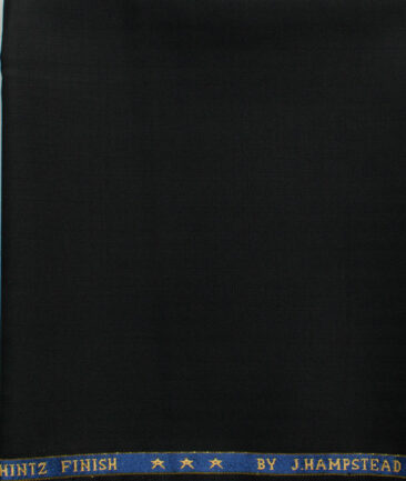 J.Hampstead Men's 60% Wool Super 130's Striped 1.30 Meter Unstitched Trouser Fabric (Black)