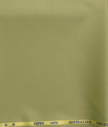 J.Hampstead Men's 60% Wool Super 140's Solids 1.30 Meter Unstitched Trouser Fabric (Olive Green)