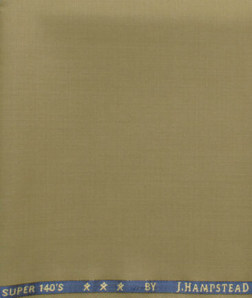 J.Hampstead Men's 60% Wool Super 140's Solids 1.30 Meter Unstitched Trouser Fabric (Khakhi Brown)