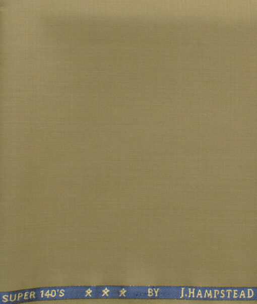 J.Hampstead Men's 60% Wool Super 140's Solids 1.30 Meter Unstitched Trouser Fabric (Khakhi Brown)