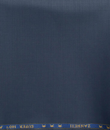 J.Hampstead Men's 60% Wool Super 140's Solids 1.30 Meter Unstitched Trouser Fabric (Aegean Blue)