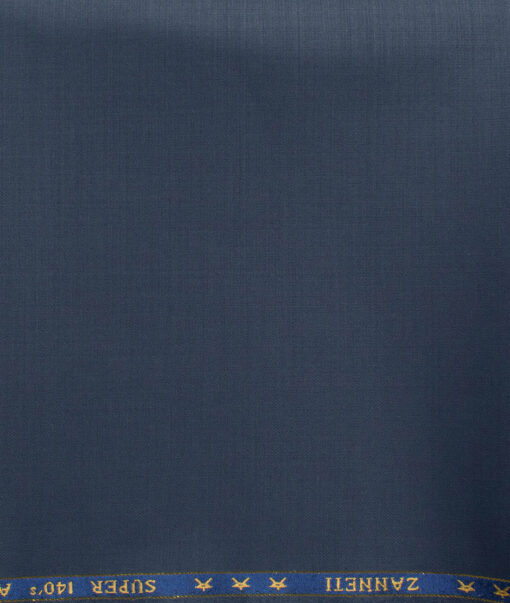 J.Hampstead Men's 60% Wool Super 140's Solids 1.30 Meter Unstitched Trouser Fabric (Aegean Blue)