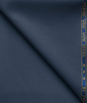 J.Hampstead Men's 60% Wool Super 140's Solids 1.30 Meter Unstitched Trouser Fabric (Aegean Blue)