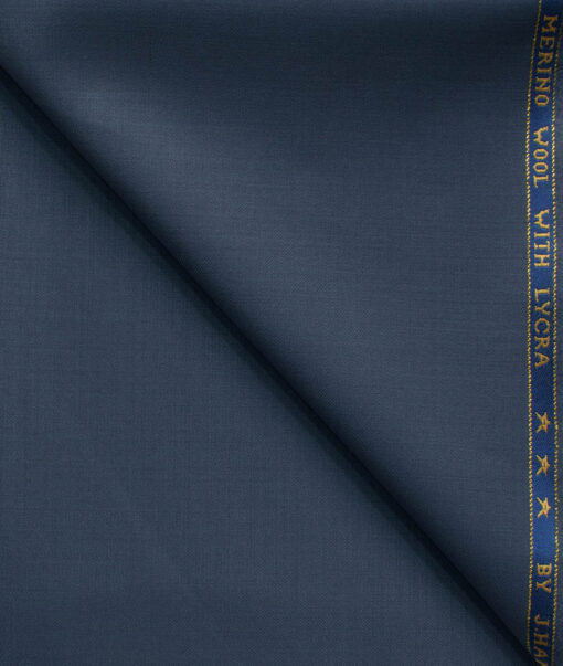 J.Hampstead Men's 60% Wool Super 140's Solids 1.30 Meter Unstitched Trouser Fabric (Aegean Blue)