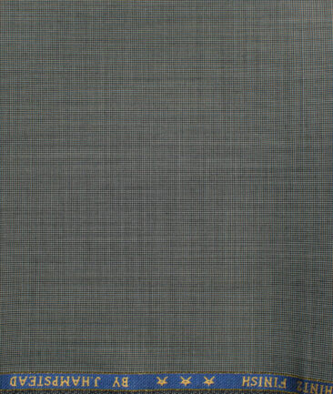 J.Hampstead Men's 60% Wool Super 130's Houndstooth 1.30 Meter Unstitched Trouser Fabric (Grey)