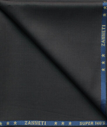 J.Hampstead Men's 60% Wool Super 140's Solids 1.30 Meter Unstitched Trouser Fabric (Dark Grey)