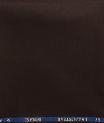 J.Hampstead Men's 60% Wool Super 140's Solids 1.30 Meter Unstitched Trouser Fabric (Chocolate Brown)