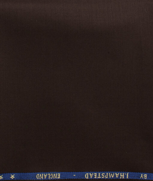 J.Hampstead Men's 60% Wool Super 140's Solids 1.30 Meter Unstitched Trouser Fabric (Chocolate Brown)