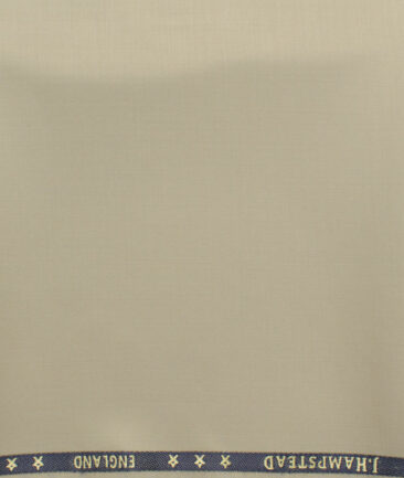 J.Hampstead Men's 60% Wool Super 140's Solids 1.30 Meter Unstitched Trouser Fabric (Ivory Beige)