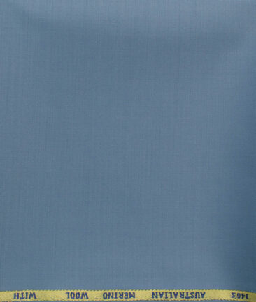 J.Hampstead Men's 60% Wool Super 140's Solids 1.30 Meter Unstitched Trouser Fabric (Faded Blue)