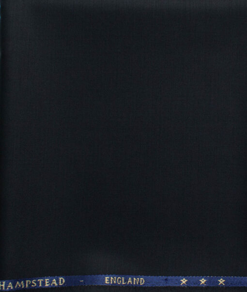 J.Hampstead Men's 60% Wool Super 140's Solids 1.30 Meter Unstitched Trouser Fabric (Dark Blue)