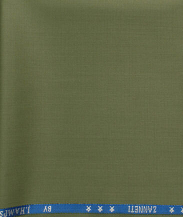 J.Hampstead Men's 60% Wool Super 140's Solids 1.30 Meter Unstitched Trouser Fabric (Olive Green)