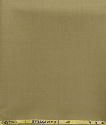 J.Hampstead Men's 60% Wool Super 140's Solids 1.30 Meter Unstitched Trouser Fabric (Khakhi Brown)