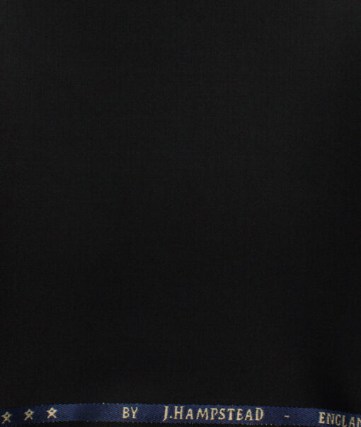 J.Hampstead Men's 60% Wool Super 140's Solids 1.30 Meter Unstitched Trouser Fabric (Black)