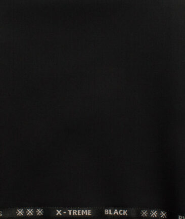 J.Hampstead Men's 60% Wool Super 140's Solids 1.30 Meter Unstitched Trouser Fabric (Jet Black)