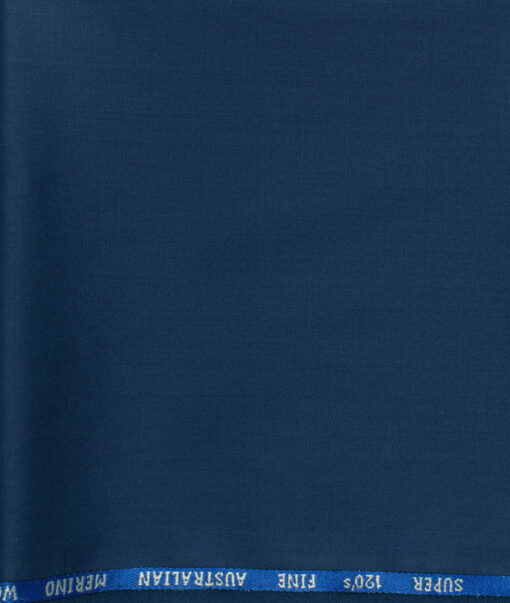 J.Hampstead Men's 60% Wool Super 140's Solids 1.30 Meter Unstitched Trouser Fabric (Royal Blue)