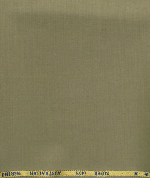 J.Hampstead Men's 60% Wool Super 140's Solids 1.30 Meter Unstitched Trouser Fabric (Khakhi Brown)