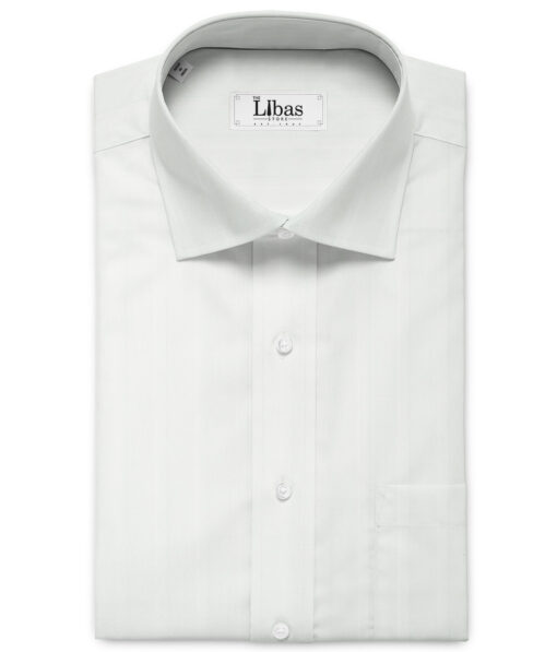 Luthai Men's Giza Cotton Checks 2.25 Meter Unstitched Shirting Fabric (White)