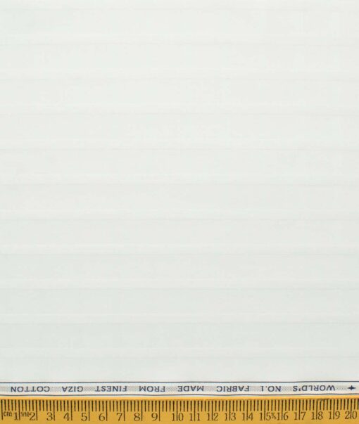 Luthai Men's Giza Cotton Checks 2.25 Meter Unstitched Shirting Fabric (White)