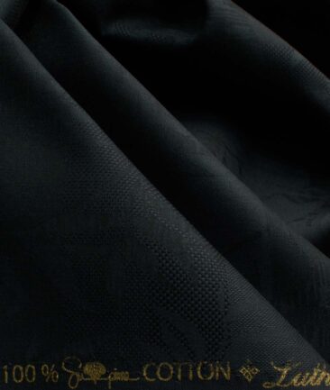 Luthai Men's Supima Cotton Self Design 2.25 Meter Unstitched Shirting Fabric (Blackish Grey)