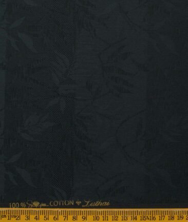 Luthai Men's Supima Cotton Self Design 2.25 Meter Unstitched Shirting Fabric (Blackish Grey)