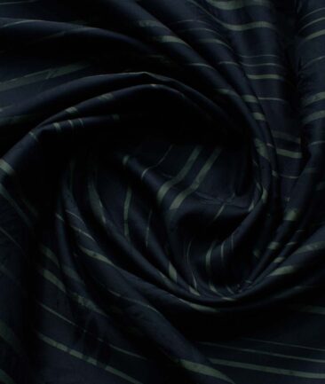 Luthai Men's Supima Cotton Striped 2.25 Meter Unstitched Shirting Fabric (Dark Blue)