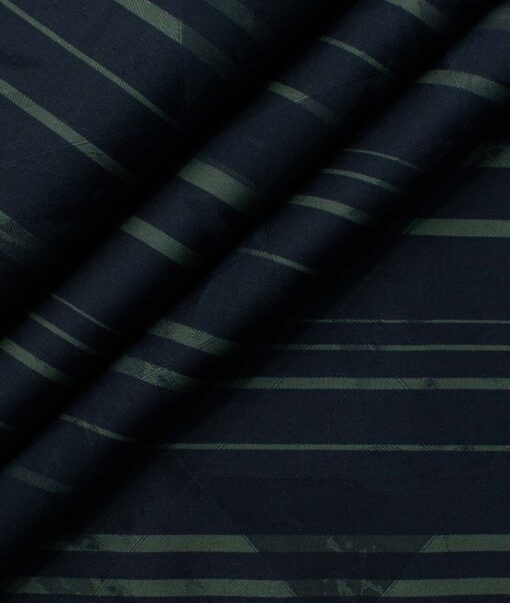 Luthai Men's Supima Cotton Striped 2.25 Meter Unstitched Shirting Fabric (Dark Blue)