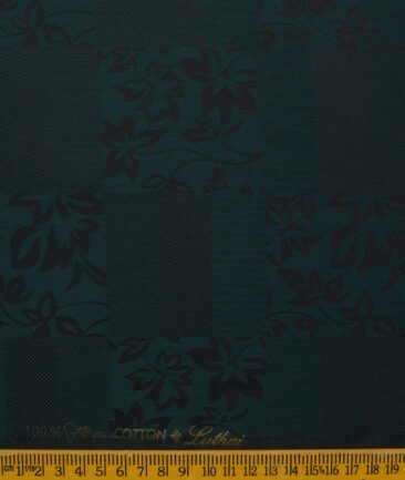 Luthai Men's Supima Cotton Self Design 2.25 Meter Unstitched Shirting Fabric (Dark Sea Green)