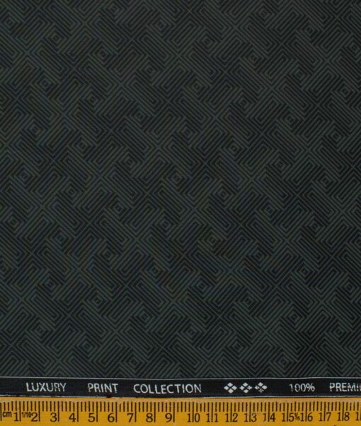 Nemesis Men's Giza Cotton Printed 2.25 Meter Unstitched Shirting Fabric (Grey & Black)