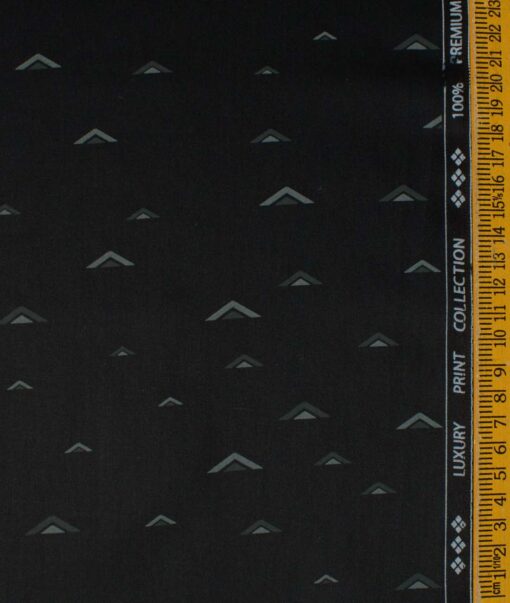 Nemesis Men's Giza Cotton Printed 2.25 Meter Unstitched Shirting Fabric (Black)