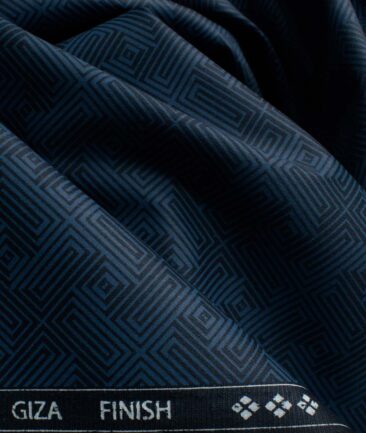 Nemesis Men's Giza Cotton Printed 2.25 Meter Unstitched Shirting Fabric (Royal Blue)