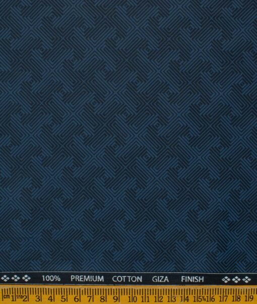 Nemesis Men's Giza Cotton Printed 2.25 Meter Unstitched Shirting Fabric (Royal Blue)