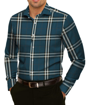 Soktas Men's Giza Cotton Checks 2.25 Meter Unstitched Shirting Fabric (Nile Blue)