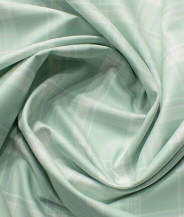 Soktas Men's Giza Cotton Checks 2.25 Meter Unstitched Shirting Fabric (Pistachious Green)