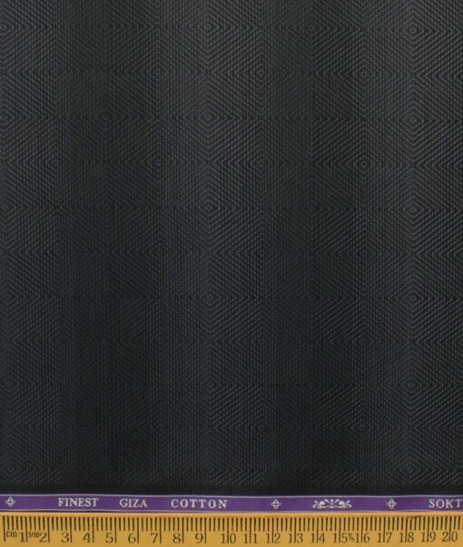 Soktas Men's Giza Cotton Self Design 2.25 Meter Unstitched Shirting Fabric (Blackish Grey)