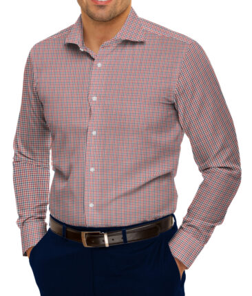 Soktas Men's Giza Cotton Checks 2.25 Meter Unstitched Shirting Fabric (Red & Blue)