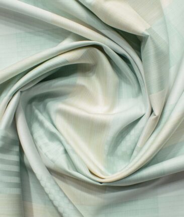 Soktas Men's Giza Cotton Checks 2.25 Meter Unstitched Shirting Fabric (Green & Cream)