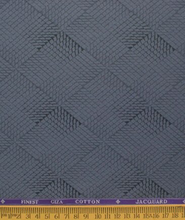 Soktas Men's Giza Cotton Self Design 2.25 Meter Unstitched Shirting Fabric (Greyish Blue)