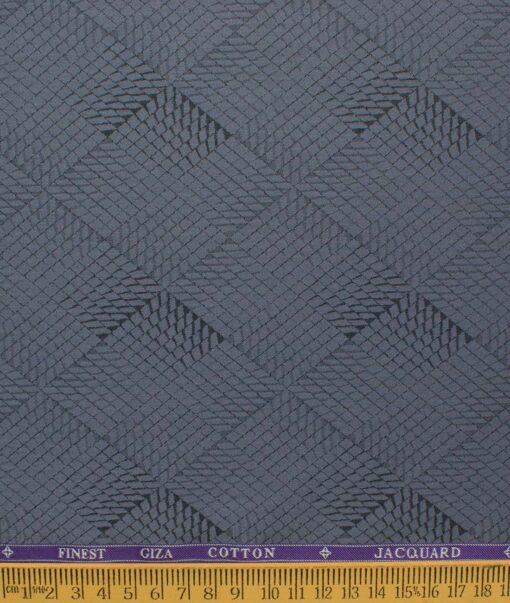 Soktas Men's Giza Cotton Self Design 2.25 Meter Unstitched Shirting Fabric (Greyish Blue)