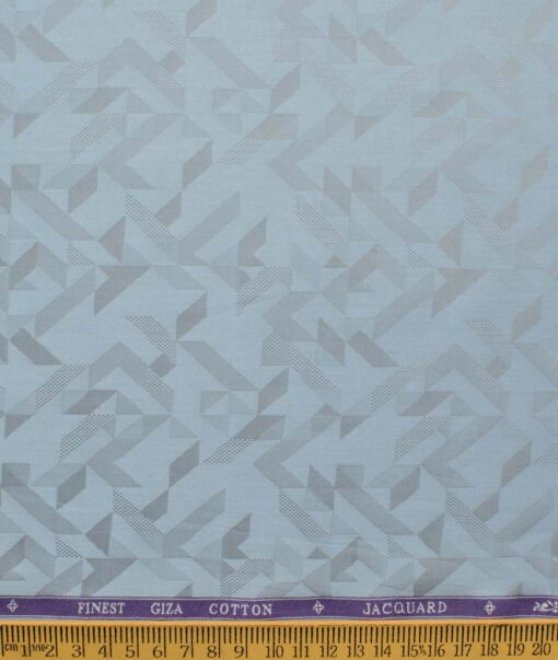 Soktas Men's Giza Cotton Self Design 2.25 Meter Unstitched Shirting Fabric (Sky Blue)