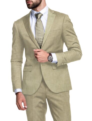 Linen Club Men's 100% Linen 30 LEA Solids 3.75 Meter Unstitched Suiting Fabric (Light Brown)