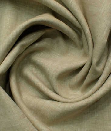 Linen Club Men's 100% Linen 30 LEA Solids 3.75 Meter Unstitched Suiting Fabric (Light Brown)