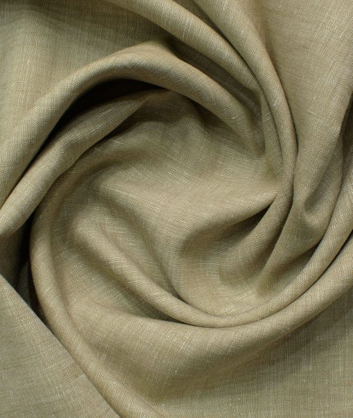 Linen Club Men's 100% Linen 30 LEA Solids 3.75 Meter Unstitched Suiting Fabric (Light Brown)